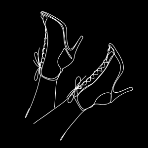 Line art of a pair of dance heels showing a form of self-expression and femininity