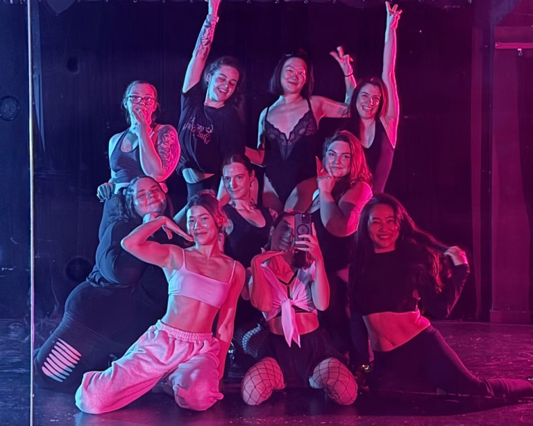 dancers celebrating together in a Brisbane studio dance class