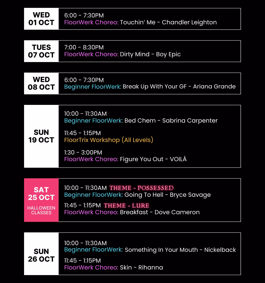 Moorooka October Classes
